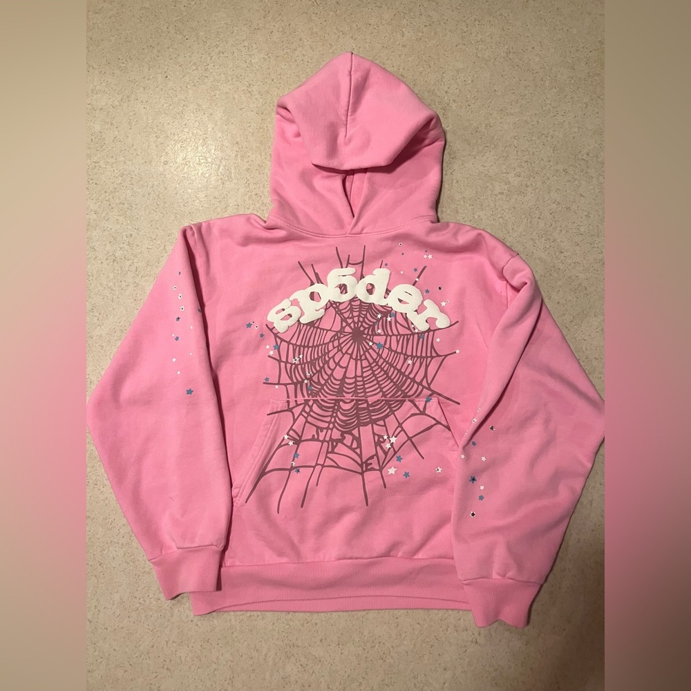 PINK SP5DER HOODIE 

size men’s medium